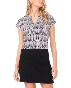 Vince Camuto V-neck Front Placket Short-sleeve Blouse - Multicolor