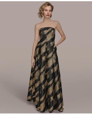 Donna Karan Metallic Jacquard Strapless Ball Gown - Multicolor