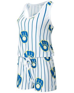 Concepts Sport Milwaukee Brewers Reel Pinstripe Knit Romper - Blue