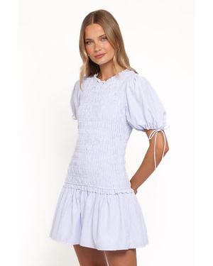 Petal & Pup Kaelyn Fit & Flare Puff Sleeve Gingham Mini Dress - White