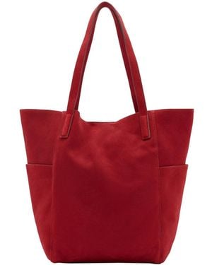 Mango Almudena Leather Shopper Tote - Red