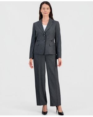 Le Suit Four-pocket Jacket & Fly-front Wide-leg Pants Suit - Blue
