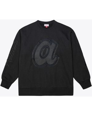 Mitchell & Ness Atlanta Braves Phantom Fleece Crewneck Sweatshirt - Black
