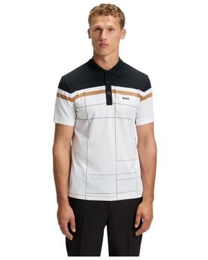 BOSS Boss By Quick-dry Stretch Cotton Slim-fit Polo Shirt - White