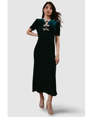 Oasis Occasion Velvet Bow Midaxi Dress. - Black