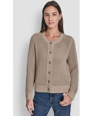 DKNY Open-knit Cardigan - Natural