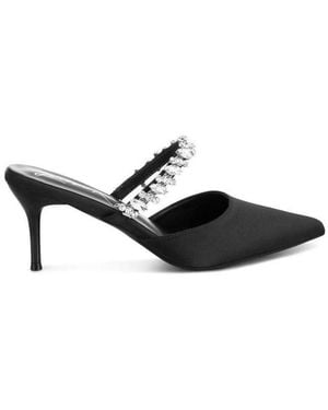 LONDON RAG Sena Diamante Stiletto Mules Sandals - Black