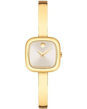 Movado Museum Cushion Swiss Quartz Yellow Pvd Steel Bangle Watch - Metallic