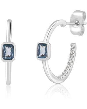 Simona Modern Bezel-set Birthstone Cz Half Hoops - White