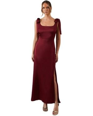 Oasis Satin Midi Bridesmaid Dress - Red