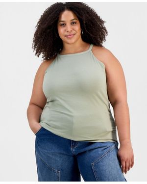 Aveto Trendy Plus Size Halter Tank Top - Green