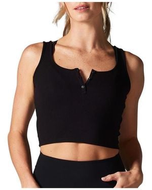 Tavi Fitted Henley Tank - Black