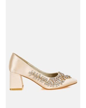 LONDON RAG Abatina Satin Diamante Embellished Pumps - White