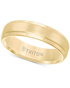 Triton Men's Comfort-fit Band In Tungsten Carbide - Yellow