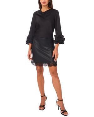 Vince Camuto Cowl Neck Tiered Top - Black