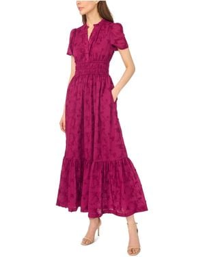 Cece Floral Tiered V-neck Maxi Dress - Pink
