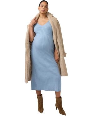 Ingrid & Isabel Ingrid + Isabel Maternity Nursing Ribbed Midi Dress - Blue