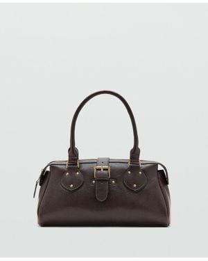 Mango Buckle Shoulder Bag - Black