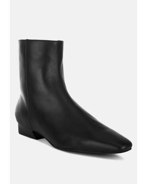 Rag & Co Obita Flared Heel Genuine Leather Boots - Black