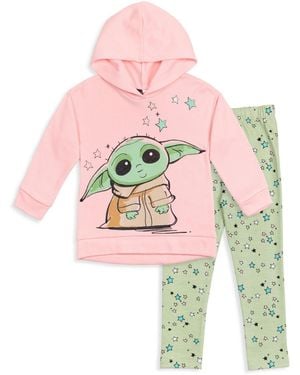 Star Wars Toddler Girls Yoda Pullover Fleece Hoodie And leggings Outfit Set - Pink