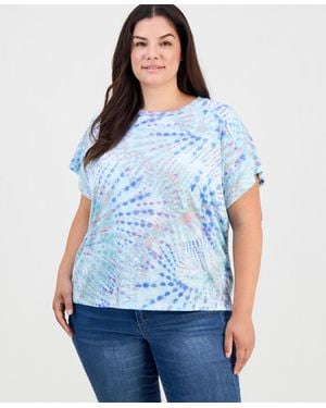 Democracy Plus Size Tie-dye Scoop-neck T-shirt - Blue