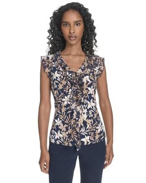 Tommy Hilfiger Ruffled Floral Mixed-media Top - White