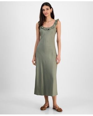 And Now This Ruffle-trim Scoop-neck Slip Dress - Green