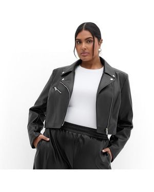 City Chic Amira Faux Leather Jacket - Black