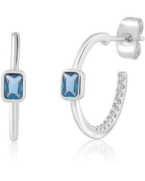 Simona Modern Bezel-set Birthstone Cz Half Hoops - Blue