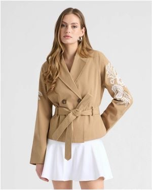 NVLT Cropped Trench Coat - Natural