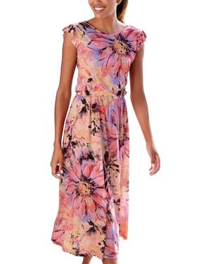 Lascana A-line Flutter Sleeve Romantic Dress - Red