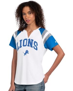 Starter White Detroit Lions Game On Notch Neck T-shirt - Blue