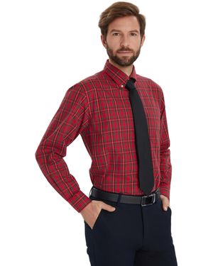 Club Room Stewart Tartan Regular-fit Dress Shirt - Red