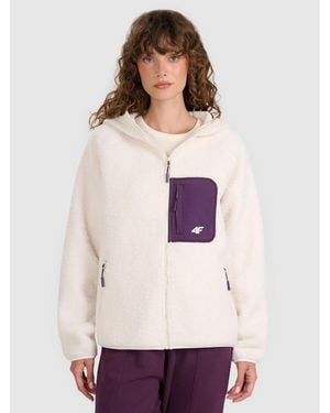 4F Regular Sherpa Fleece With Hood - White