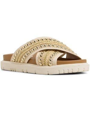 Roxy Capri Round Toe Flat Sandals - Metallic