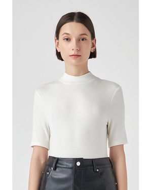Grey Lab Soft Mock Neck Bodysuit - White