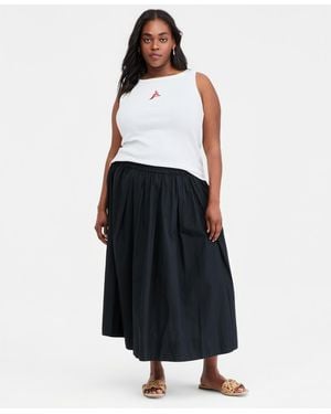 On 34th Trendy Plus Size Pull-on Cotton Midi Circle Skirt - Black