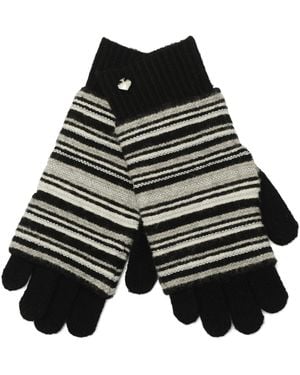Kate Spade Garter Stitch Stripe Gloves - Black