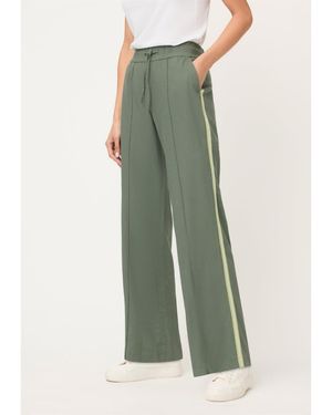 Olsen Drawstring Side Stripe Pant - Green