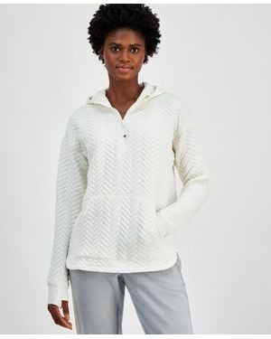 ID Ideology Relaxed Quilted Quarter-zip Hoodie - White