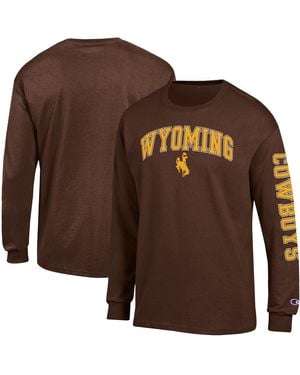 Champion Wyoming Cowboys Arch Over Logo 2-hit Long Sleeve T-shirt - Brown
