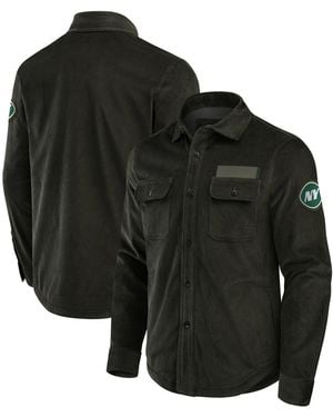 Fanatics New York Jets Corduroy Full-button Shacket - Black