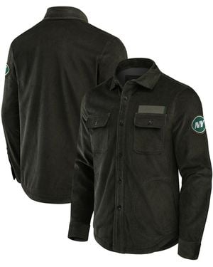 Fanatics New York Jets Corduroy Full-button Shacket - Black