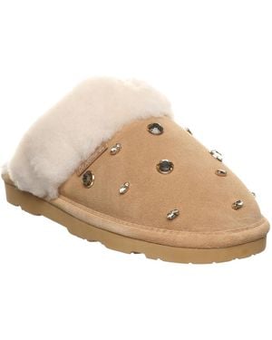 BEARPAW Loki Nova Embellished Suede Scuff Slippers - Natural