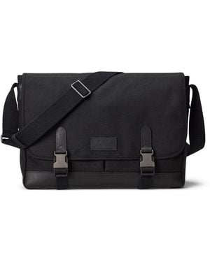 Polo Ralph Lauren Leather-trim Travel Messenger Bag - Black