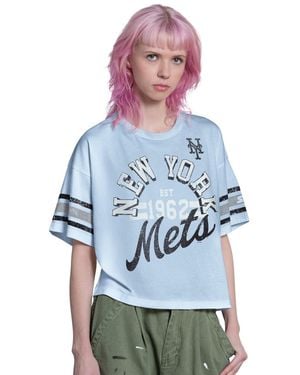 Starter Light Blue New York Mets Cropped Hurry Up Offense T-shirt - Gray
