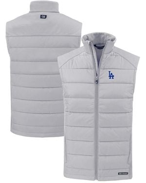 Cutter & Buck Los Angeles Dodgers Evoke Hybrid Eco Softshell Full-zip Vest - Gray