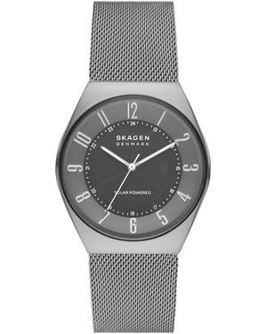 Skagen Grenen Solar Powered -tone Stainless Steel Mesh Watch 37mm - Gray