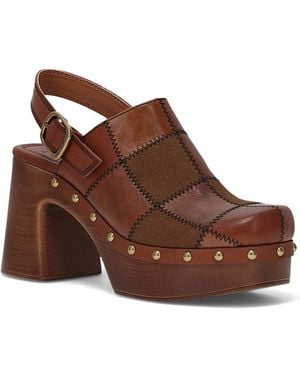 FRYE and CO Wylie Patchwork Platform Mule Clogs - Brown
