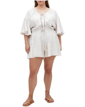City Chic Plus Size Harlow Lace Playsuit - White